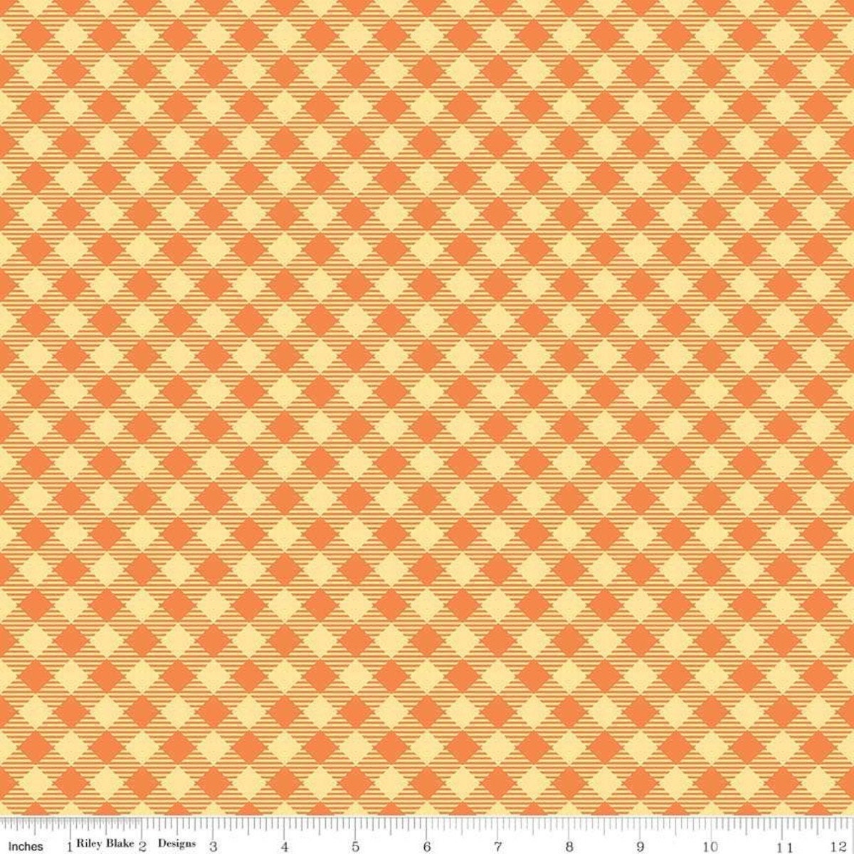 Bee Basics Gingham - Orange by Lori Holt of Bee in my Bonnet, Tone on Tone Gingham Fabric; Sold in Half Yard Increments