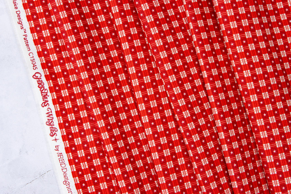 Christmas Wishes - Star Plaid in Red by the Riley Blake Designers, Sold in Half Yard Increments
