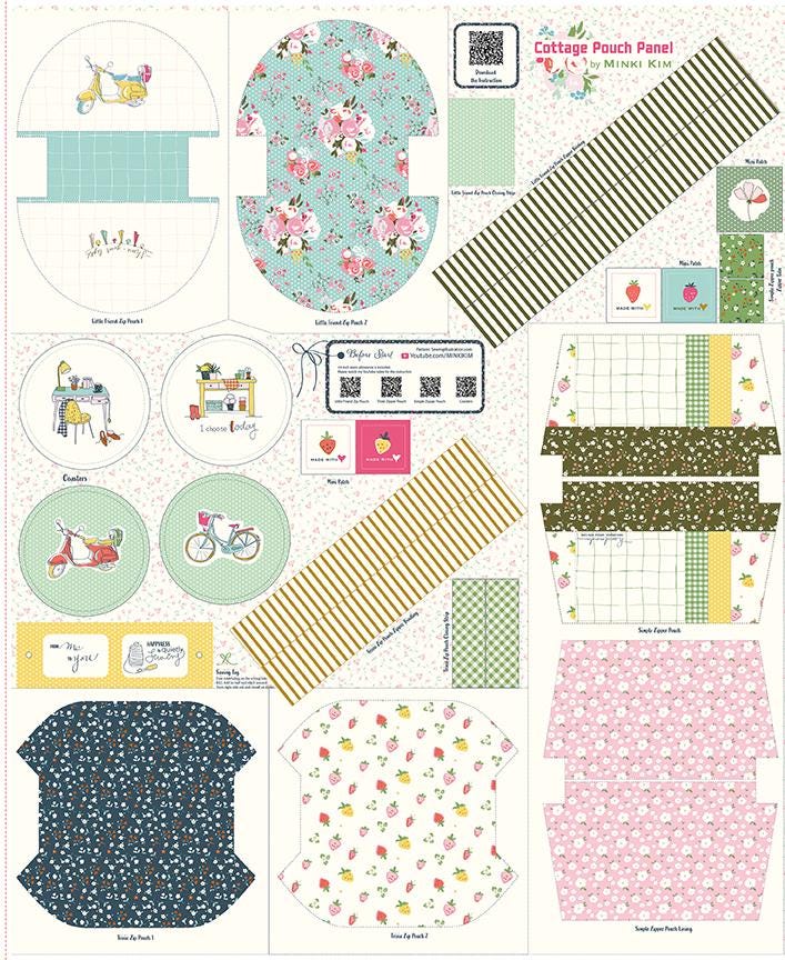 Minki Kim Cottage Pouch Panels; Makes 3 Pouches