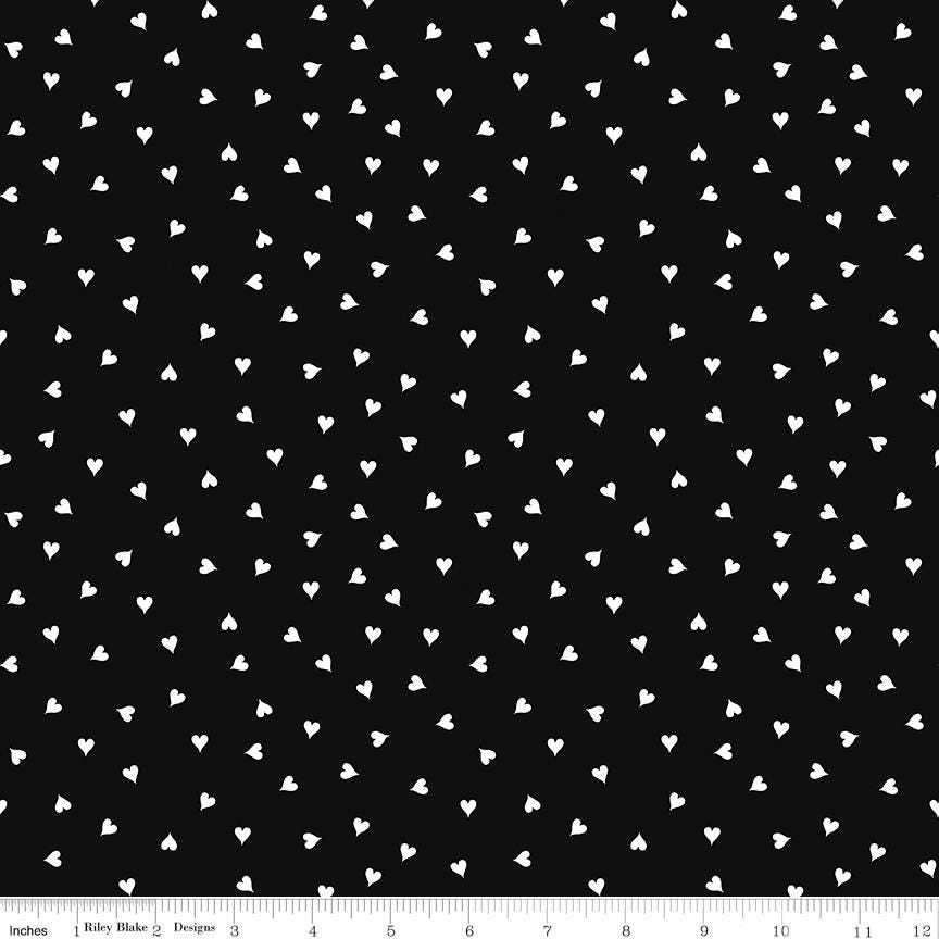 Take Heart - Small Hearts on Black by J. Wecker Frisch of Great Joy Studio; Sold in Half Yard Increments
