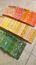 Quilt Kit for Scrappy Pineapple Love Quilt by Maker Valley; Includes 25 LVs, 12 Yellows, 10 Greens, and 10 Oranges; Finishes at ~ 54" x 76"