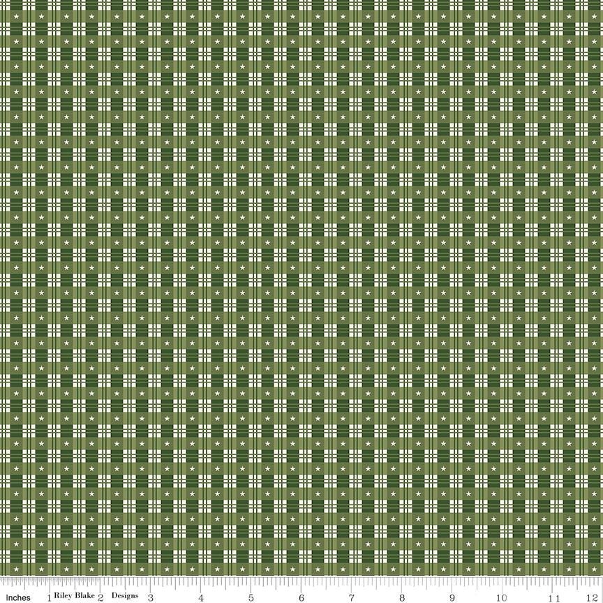 Christmas Wishes - Star Plaid in Green by the Riley Blake Designers; Sold in Half Yard Increments