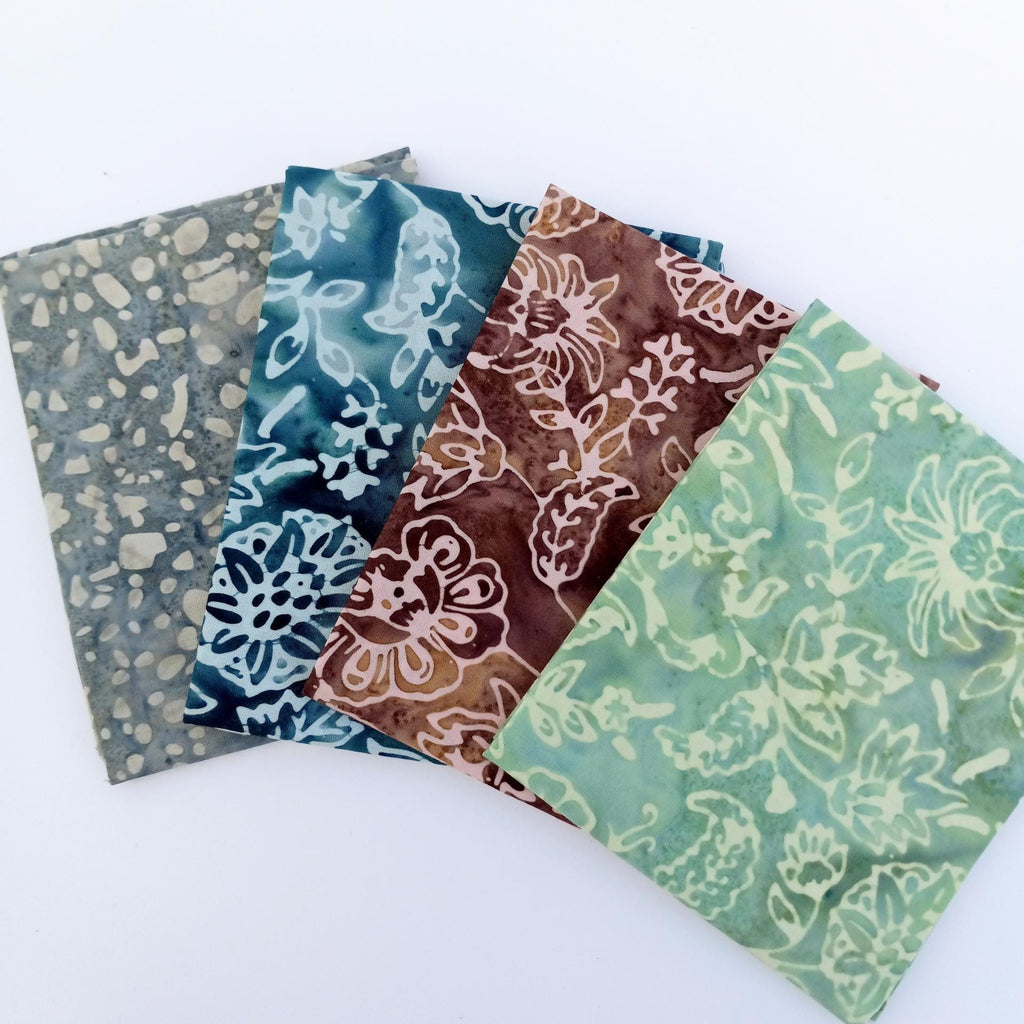 Fat Quarter Bundle: Victorian Garden Expressions Batiks by Riley Blake Designs, Quilting Fabric 4 Piece Bundle; Cotton Batiks