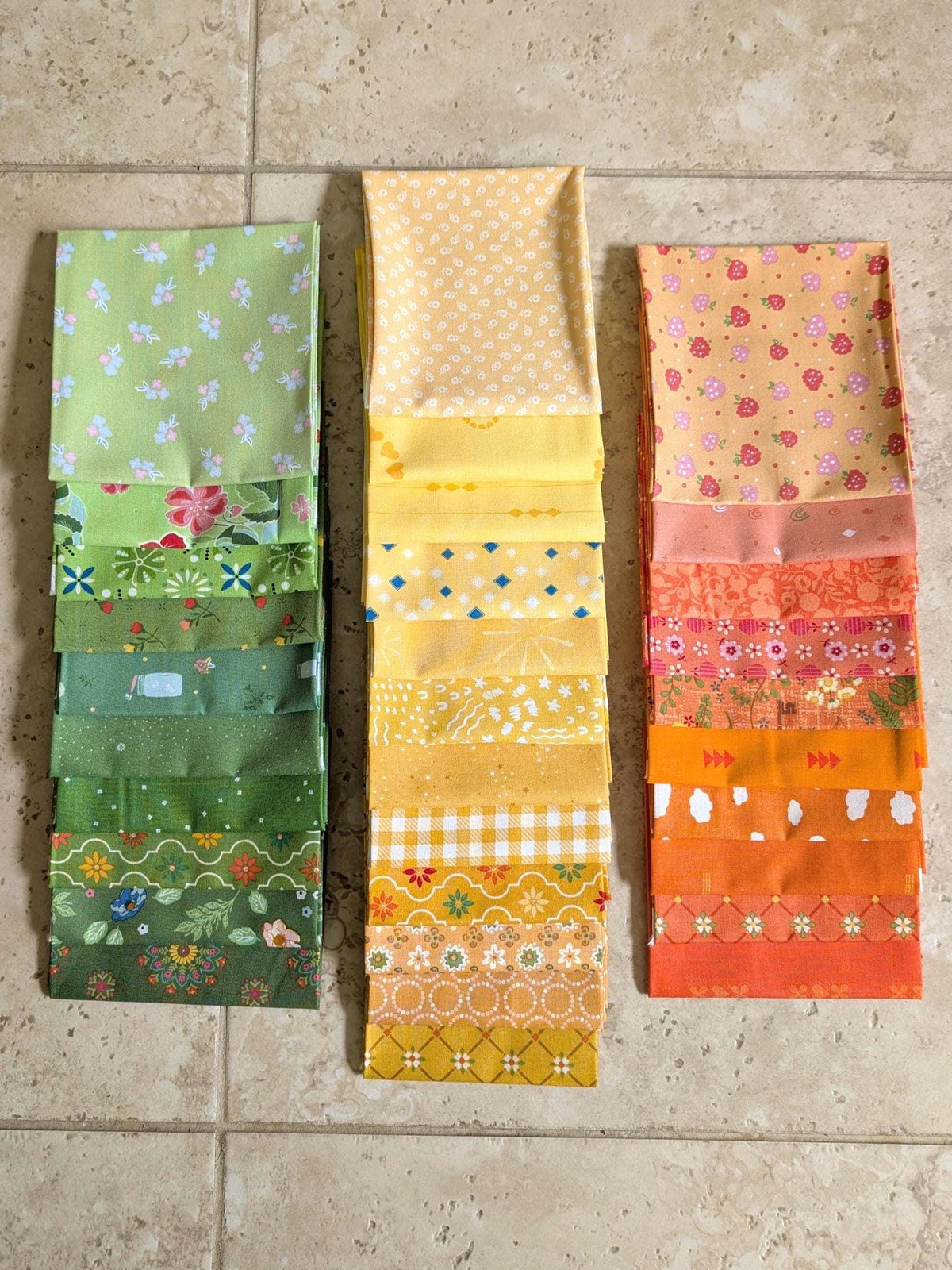 Quilt Kit for Scrappy Pineapple Love Quilt by Maker Valley; Includes 25 LVs, 12 Yellows, 10 Greens, and 10 Oranges; Finishes at ~ 54" x 76"