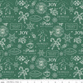Merry Little Christmas Treats on Dark Green by My Mind's Eye; Sold in Half Yard Increments