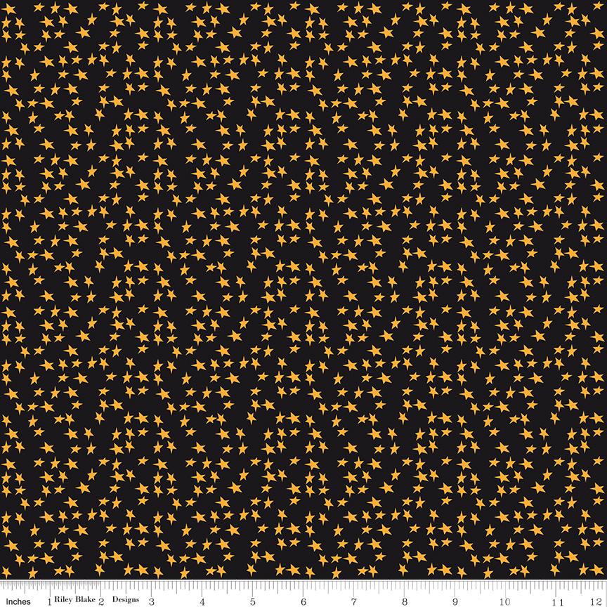 Beggar's Night Stars on Black by Sandy Gervais; Sold in Half Yard Increments