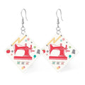 Leather Square Earrings Featuring Sewing Machines from My Happy Place by Lori Holt of Bee in my Bonnet; Earring size is 1" x 1". Hang is 2".