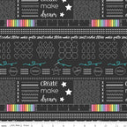 Make Main Print on Black by Kristy Lea of Quiet Play for Riley Blake Designs; Sold in Half Yard Increments